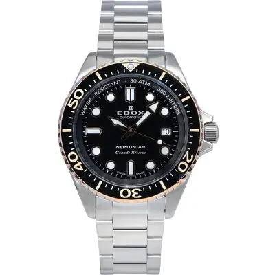 Edox Neptunian Grande Reserve Black Dial Automatic Diver's 80801 3NRM NIR 300M Men's Watch