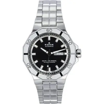 Edox Delfin The Original Day Date Black Dial Automatic Diver's 88008 3M NIN 200M Men's Watch