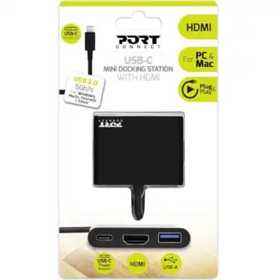 Port USB Type-C to 1 x HDMI|1 x USB3.0|1 x Type-C 60W PD Dock - Black