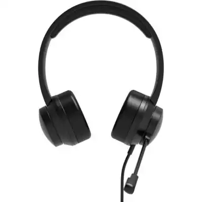 Port Connect USB Headset 1.8m Cable with Mic and Padded/Soft Cushions Black