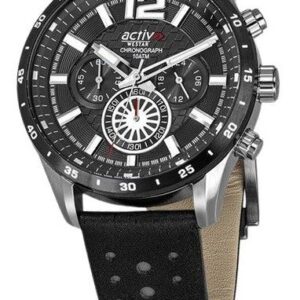 Westar Activ Chronograph Leather Strap Black Dial Quartz 90249SBN103 100M Men's Watch