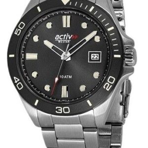 Westar Activ Sports Stainless Steel Black Dial Quartz 90250SBN903 100M Men's Watch