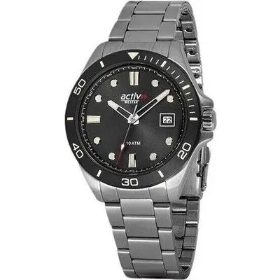 Westar Activ Sports Stainless Steel Black Dial Quartz 90250SBN903 100M Men's Watch