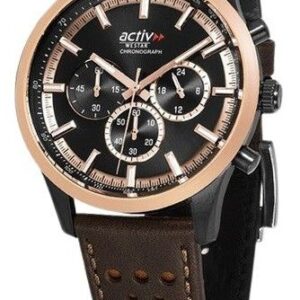 Westar Activ Chronograph Leather Strap Black Dial Quartz 90265BPN603 100M Men's Watch