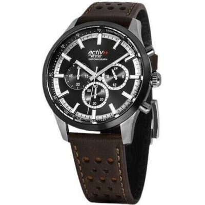 Westar Activ Chronograph Leather Strap Black Dial Quartz 90265SBN123 Men's Watch