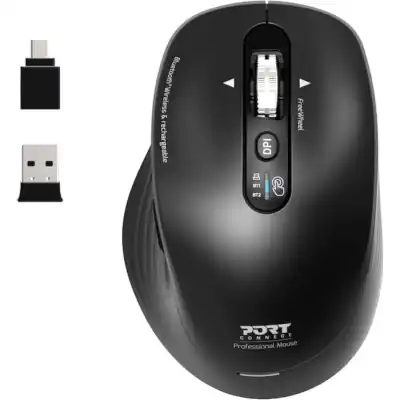 Port Connect Business 2.4GHz Rechargeable Bluetooth Wireless Mouse - Black