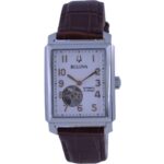 Bulova Sutton White Dial Leather Strap Automatic 96A268 Men's Watch