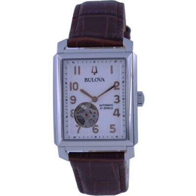 Bulova Sutton White Dial Leather Strap Automatic 96A268 Men's Watch