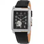Bulova Sutton Open Heart Black Dial Leather Strap Automatic 96A269 Men's Watch