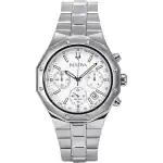 Bulova Classic Precisionist Chronograph Stainless Steel Silver Dial Quartz 96B408 100M Men's Watch