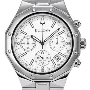 Bulova Classic Precisionist Chronograph Stainless Steel Silver Dial Quartz 96B408 100M Men's Watch