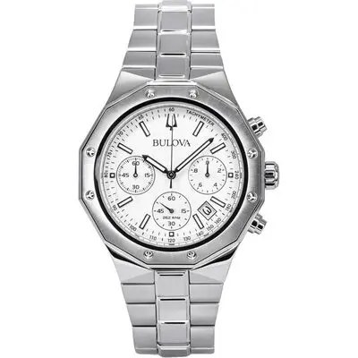 Bulova Classic Precisionist Chronograph Stainless Steel Silver Dial Quartz 96B408 100M Men's Watch