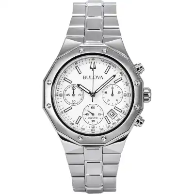 Bulova Classic Precisionist Chronograph Stainless Steel Silver Dial Quartz 96B408 100M Men's Watch