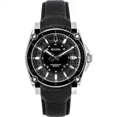 Bulova Icon Precisionist Leather Strap Grey Dial Quartz 96B416 100M Men's Watch