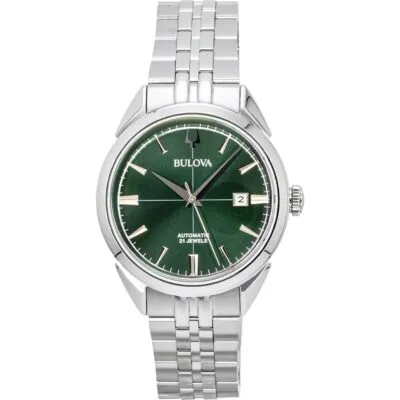 Bulova Sutton Stainless Steel Green Dial Automatic 96B424 Men's Watch