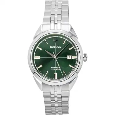 Bulova Sutton Stainless Steel Green Dial Automatic 96B424 Men's Watch