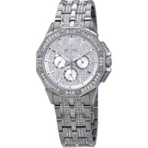Bulova Octava Crystal Accents Silver Multifunction Dial Quartz 96C134 Men's Watch