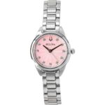 Bulova Sutton Stainless Steel Diamond Accents Pink Dial Quartz 96P249 Women's Watch