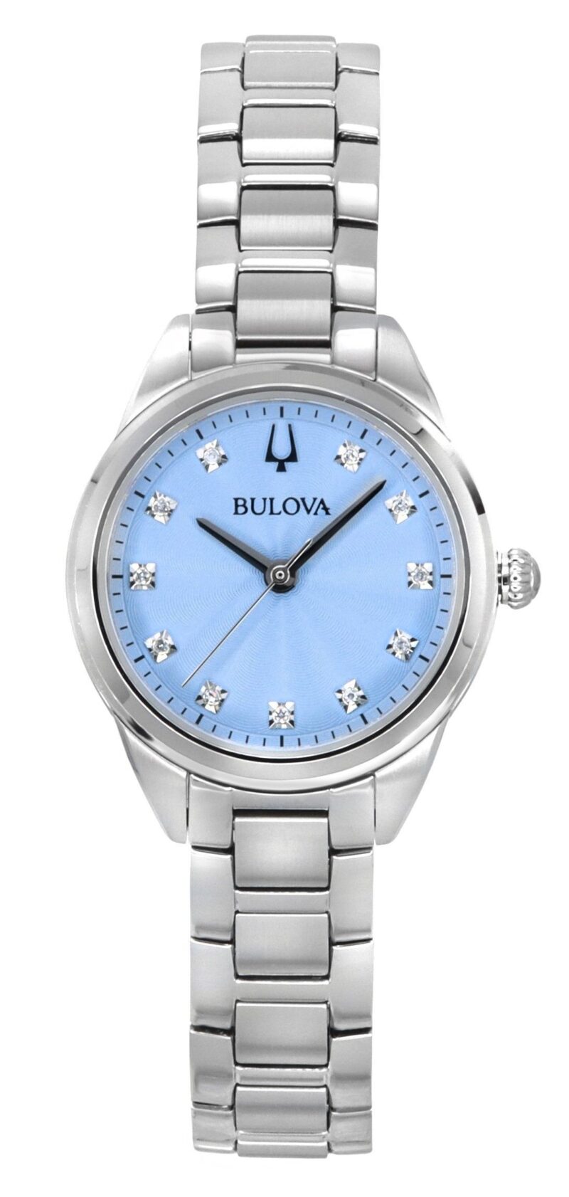 Bulova Sutton Diamond Accents Stainless Steel Light Blue Dial Quartz 96P250 Women's Watch