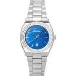 Bulova Surveyor Stainless Steel Diamond Accents Blue Mother Of Pearl Dial Quartz 96R246 Women's Watch