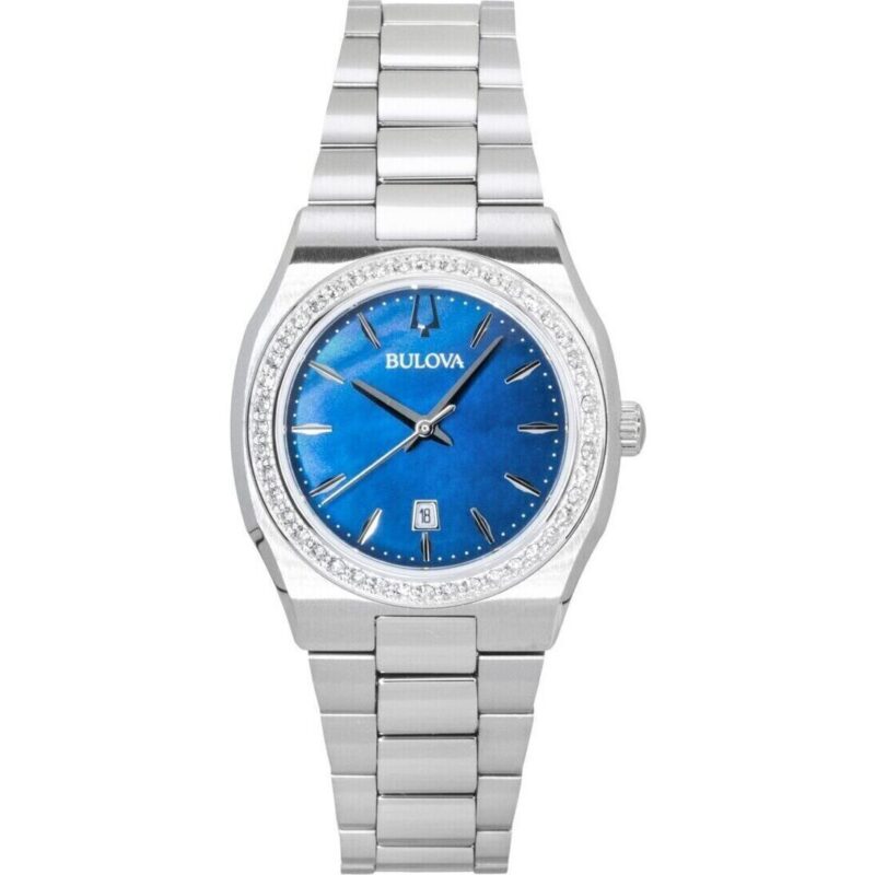 Bulova Surveyor Stainless Steel Diamond Accents Blue Mother Of Pearl Dial Quartz 96R246 Women's Watch Bulova Surveyor Stainless Steel Diamond Accents Blue Mother Of Pearl Dial Quartz 96R246 Women's Watch
