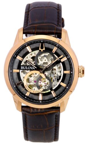 Bulova Classic Sutton Black Skeleton Dial Automatic 97A169 Men's Watch