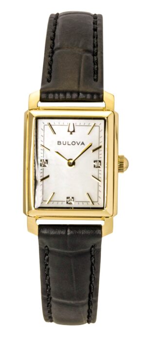 Bulova Sutton Leather Strap Diamond Mother of Pearl Dial Quartz 97P166 Women's Watch
