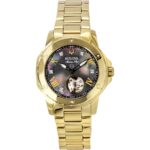 Bulova Marine Star Gold Tone Stainless Steel Black Mother Of Pearl Dial Automatic 97P171 100M Women's Watch