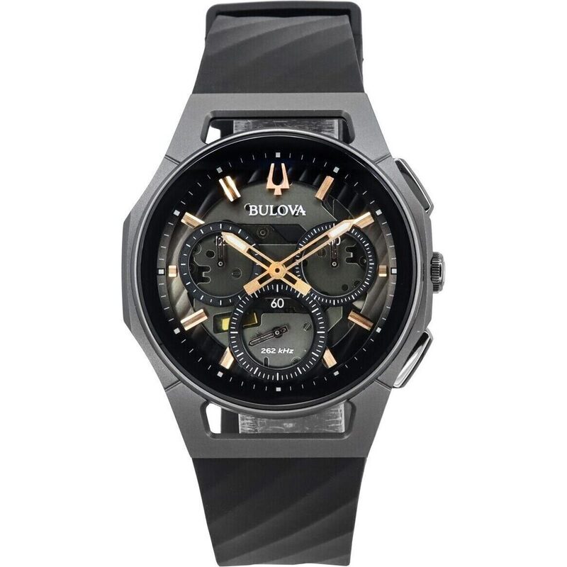 Bulova Curv Chronograph Rubber Strap Grey Dial Quartz 98A162 Men's Watch Bulova Curv Chronograph Rubber Strap Grey Dial Quartz 98A162 Men's Watch