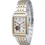 Bulova Sutton Two Tone Stainless Steel Open Heart Silver Dial Automatic 98A308 Men's Watch