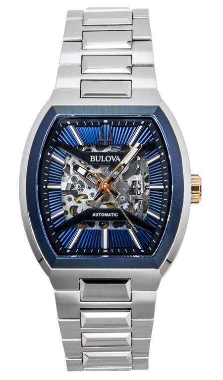 Bulova Maquina Stainless Steel Blue Dial Automatic 98A319 Men's Watch