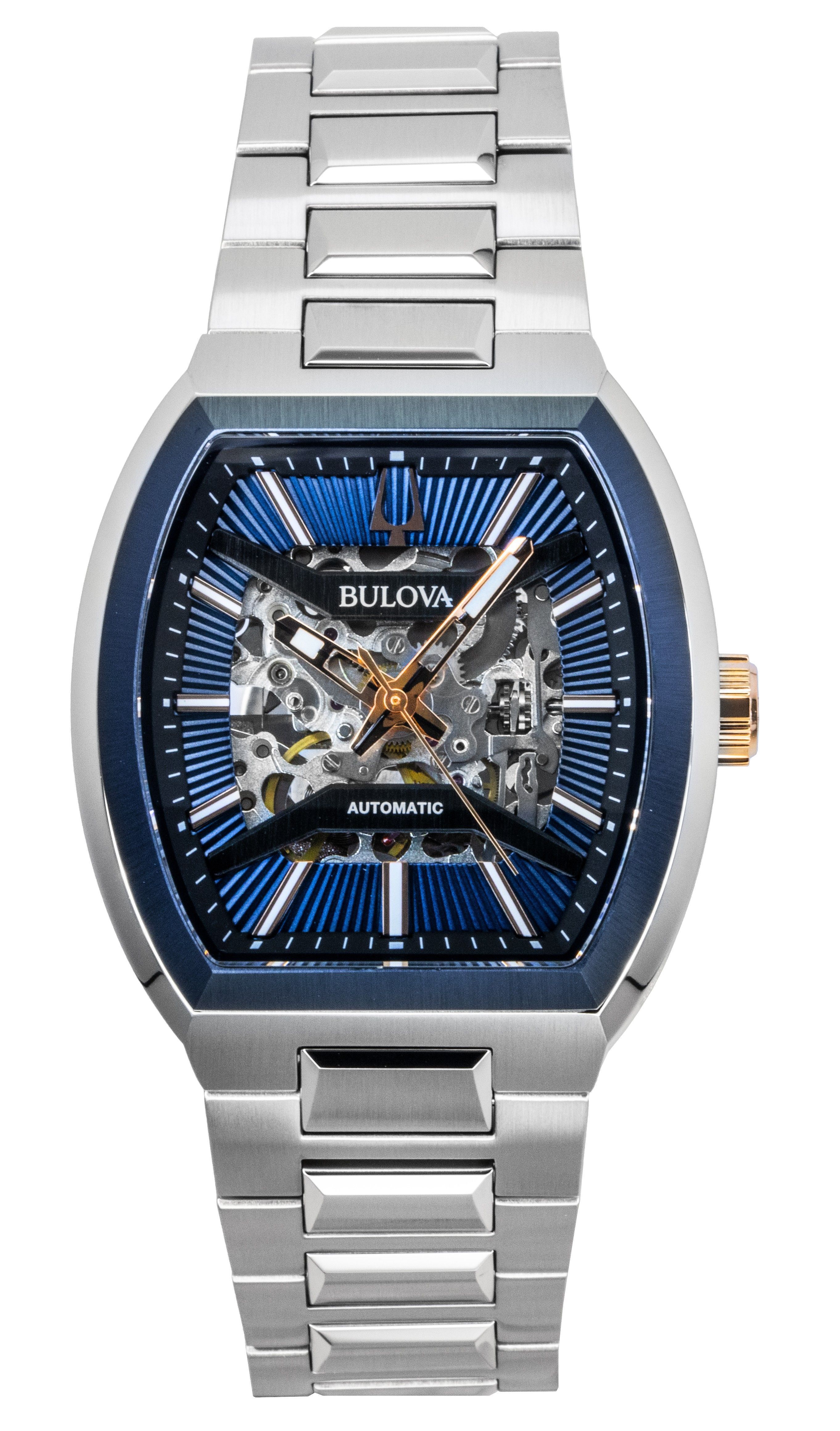Bulova Maquina Stainless Steel Blue Dial Automatic 98A319 Men's Watch