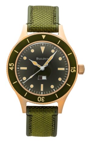 Bulova Mil Ships 150th Anniversary Special Edition Green Dial Automatic Diver's 98A324 200M Men's Watch