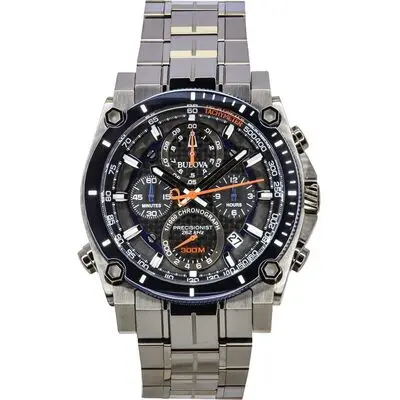 Bulova Icon Precisionist Chronograph Stainless Steel Grey Dial Quartz Diver's 98B343 300M Men's Watch