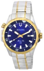 Bulova Marine Star Two Tone Bracelet Blue Dial Quartz 98B384 100M Men's Watch