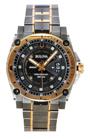 Bulova Precisionist Diamond Stainless Steel Black Dial Quartz Diver's 98D149 300M Men's Watch