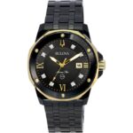 Bulova Marine Star Diamond Accents Black Dial Quartz 98D176 100M Men's Watch