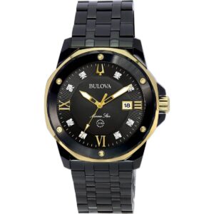 Bulova Marine Star Diamond Accents Black Dial Quartz 98D176 100M Men's Watch