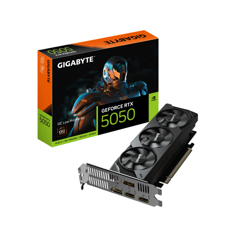 GIGABYTE nVidia GeForce RTX 5050 OC - 8GB GDDR6; 128-Bit Memory Bus; 2x HDMI; 2x DisplayPort. Low Profile