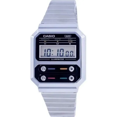 Casio Vintage Digital Stainless Steel A100WE-1A A100WE-1 Men's Watch