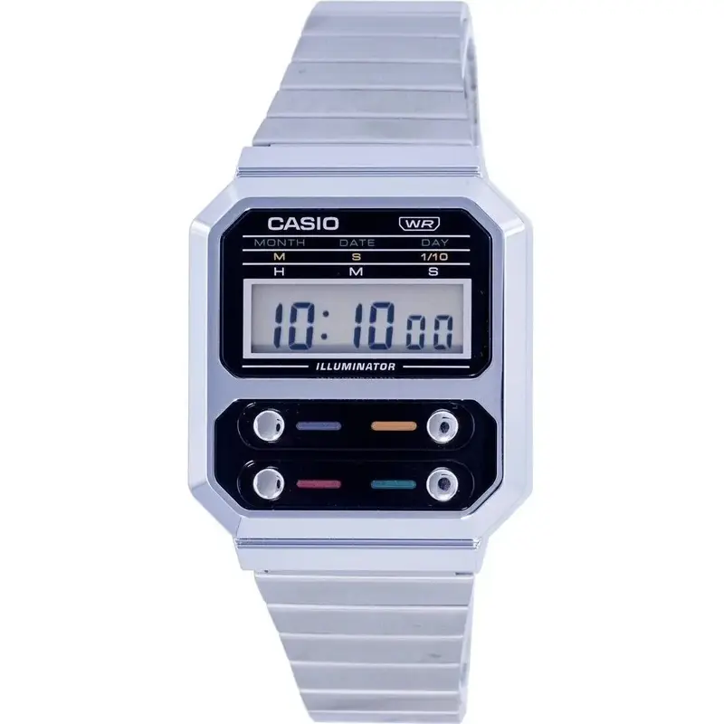 Casio Vintage Digital Stainless Steel A100WE-1A A100WE-1 Men's Watch