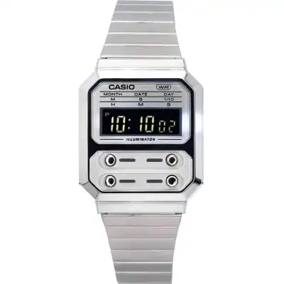 Casio Vintage Digital Stainless Steel Quartz A100WE-7B A100WE-7B Unisex Watch