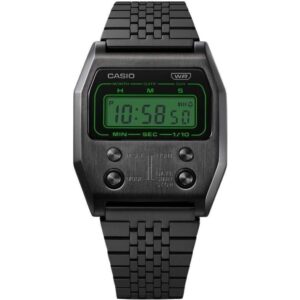 Casio Vintage Digital Black Ion Plated Stainless Steel Quartz A1100B-1 Unisex Watch