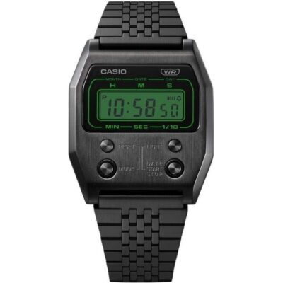 Casio Vintage Digital Black Ion Plated Stainless Steel Quartz A1100B-1 Unisex Watch