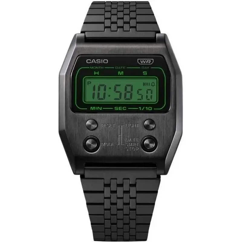 Casio Vintage Digital Black Ion Plated Stainless Steel Quartz A1100B-1 Unisex Watch