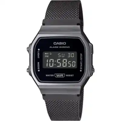 Casio Vintage Digital Stainless Steel Mesh Bracelet Quartz A168WEMB-1B Unisex Watch