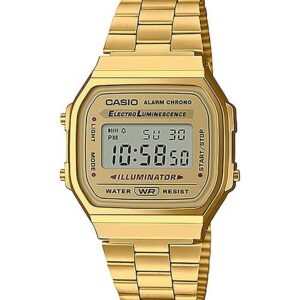 Casio Digital Alarm Chrono Stainless Steel A168WG-9WDF A168WG-9W Unisex Watch
