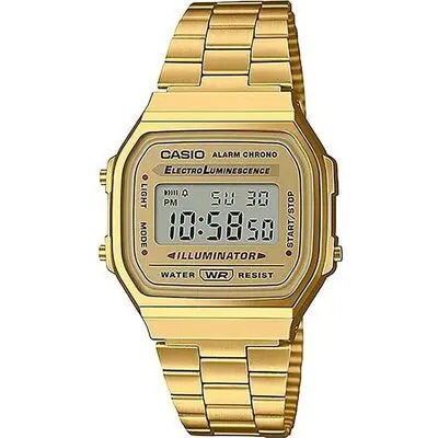 Casio Digital Alarm Chrono Stainless Steel A168WG-9WDF A168WG-9W Unisex Watch