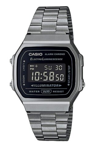 Casio Vintage Digital Stainless Steel Bracelet Black Dial Quartz A168WGG-1B Unisex Watch