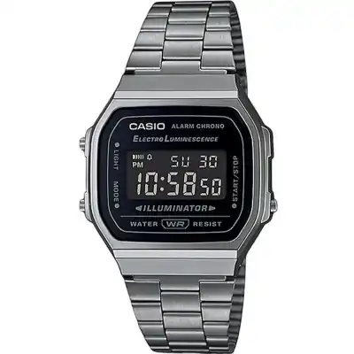 Casio Vintage Digital Stainless Steel Bracelet Black Dial Quartz A168WGG-1B Unisex Watch